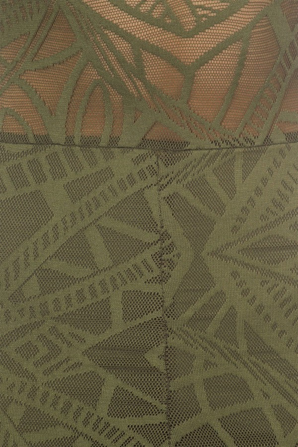 Women Long Sleeves Mock Neck Patterned Crochet Knit Jumpsuit with Wide Cut Bottom, Zipper Closure at Back and Partial Lining Detail