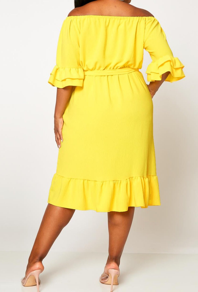 2831 Plus Size Off the Shoulder Fit and Flare Dress