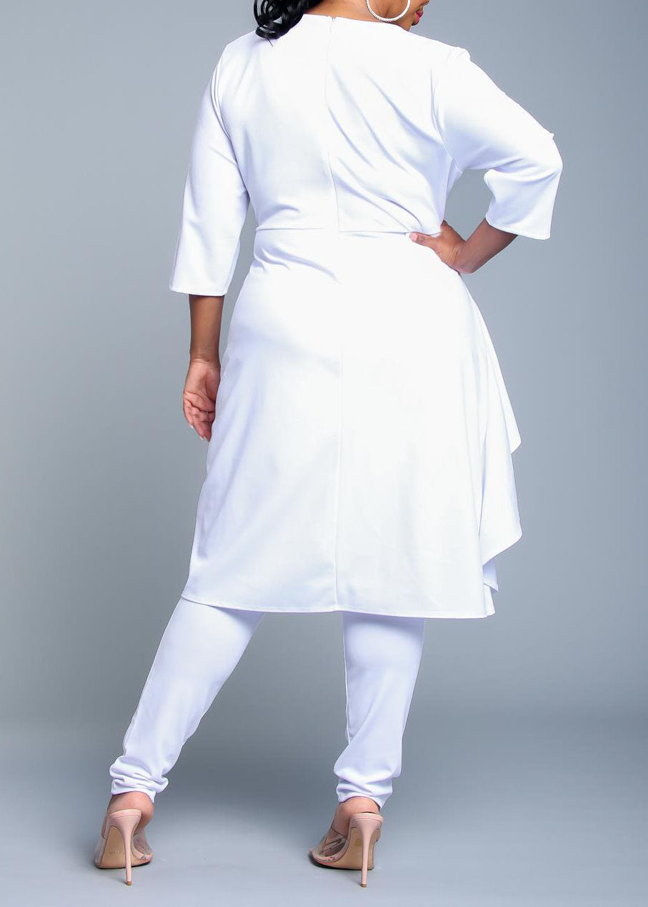 2810 Viva Curvy Plus Size Asymmetric Peplum Top and Pants Set (Copy)