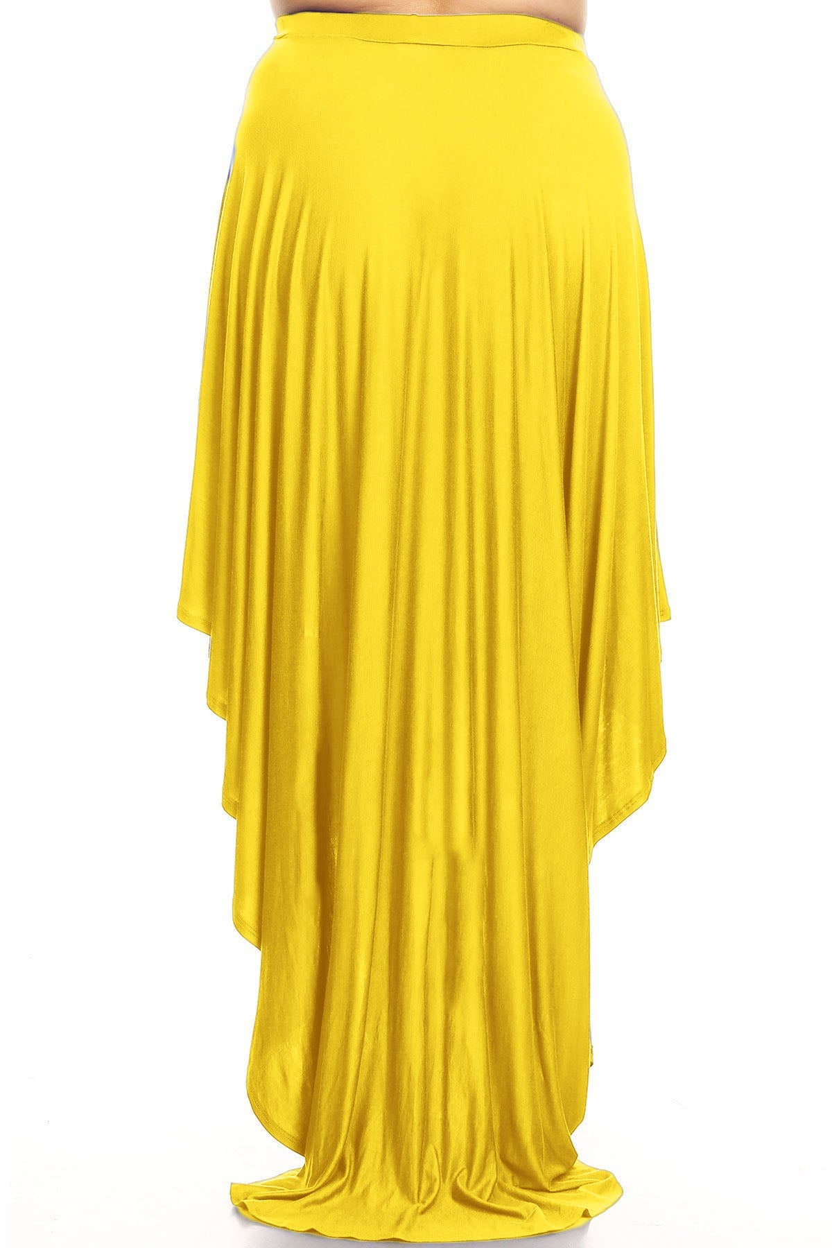 Plus Size Women Ruffles Hi-Low hem High Waist Maxi skirt