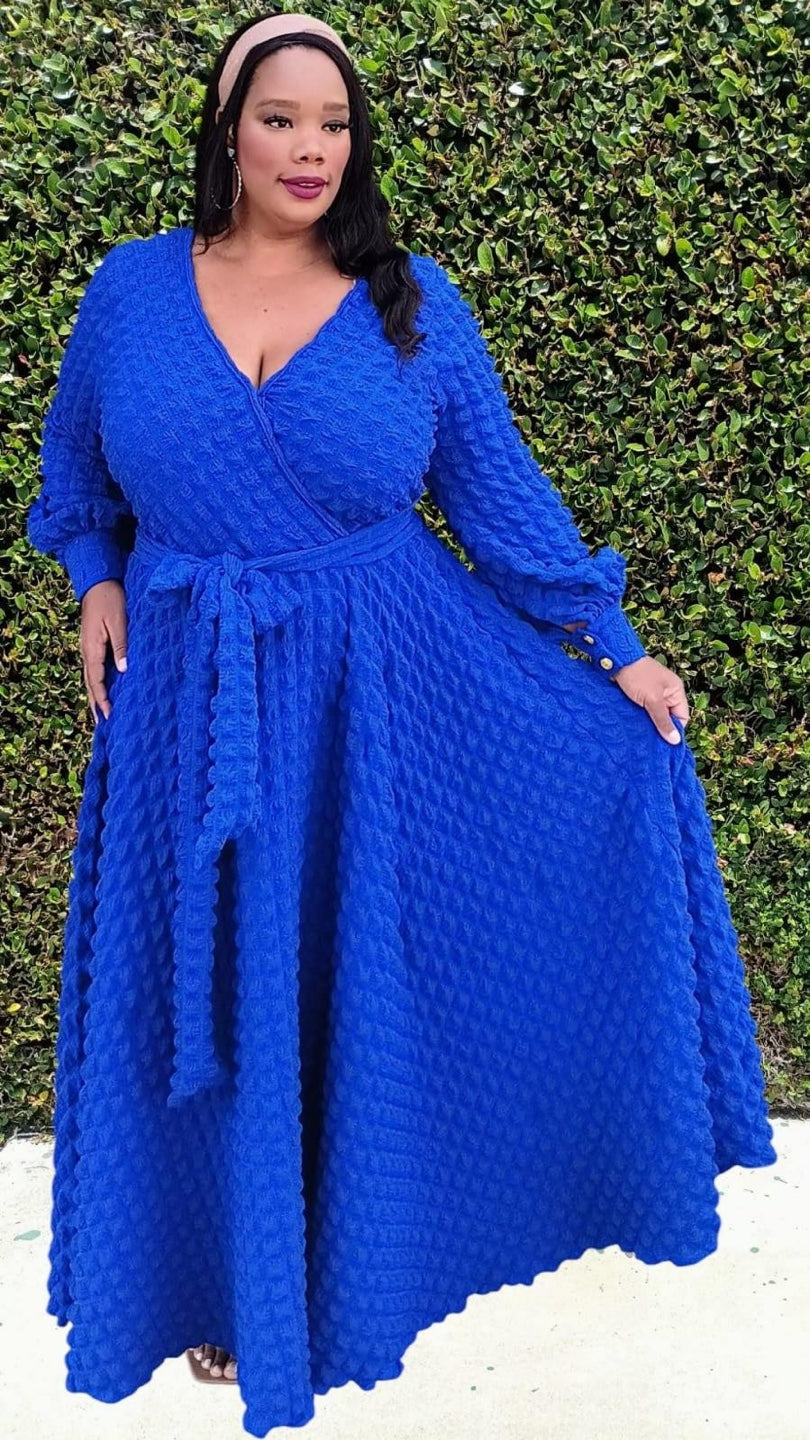 1050PC MAXI FLOWY POPCORN FABRIC W/BELT AND CUFFS