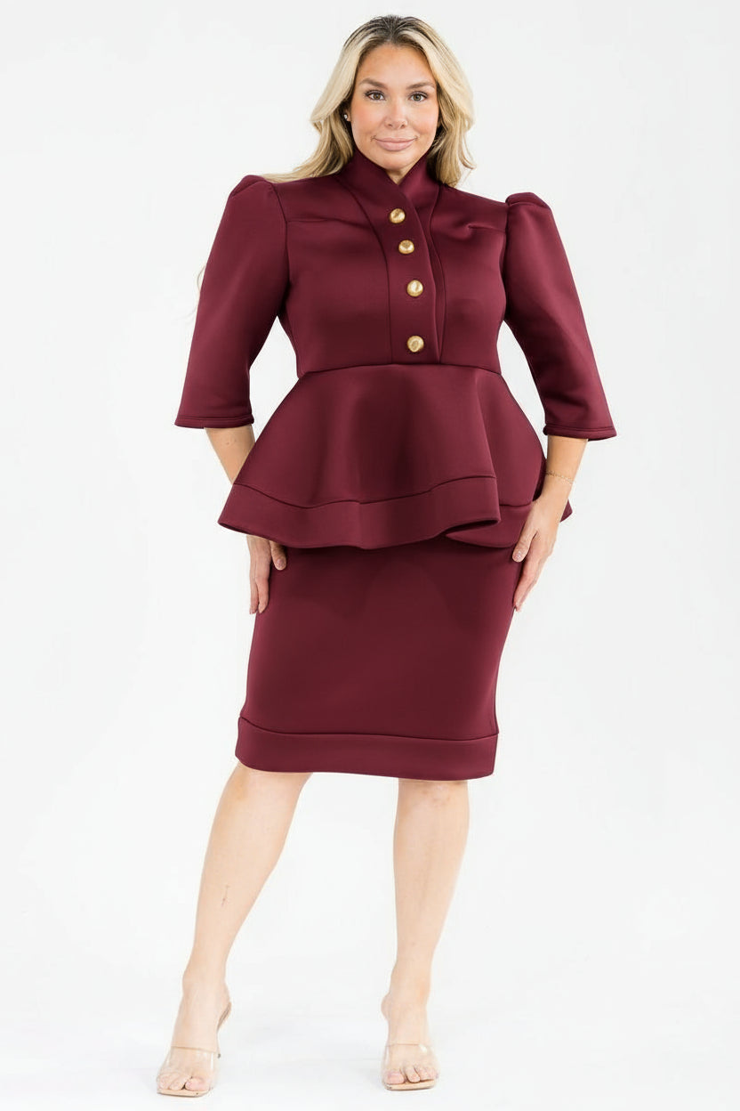 3033 BUTTON COLLAR PLUS DRESS