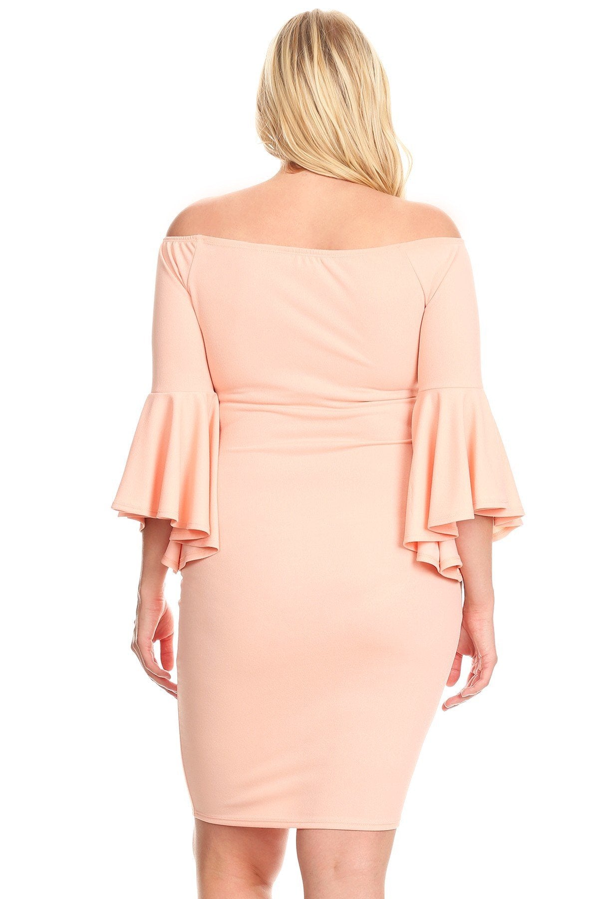 Plus_Size_Off_Shoulder_with_3_4_bell_sleeves_bodycon_Party_Dress