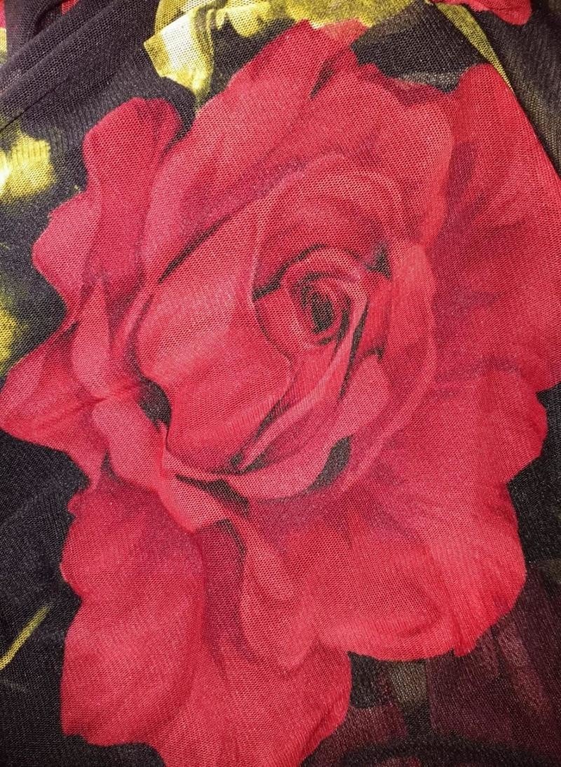 Plus Size Women Flare Peony Print Maxi Dress