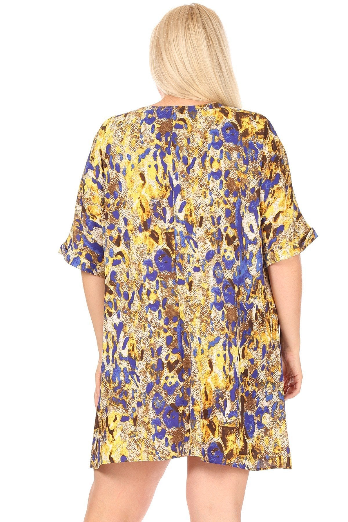 2655AN Plus Size Multi Color leopard Print Tee Shirt Mini Dress