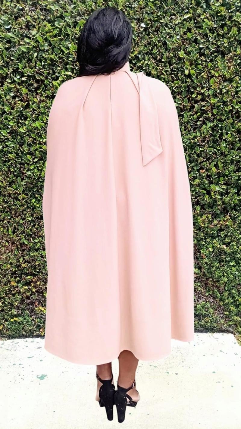 2837 Plus Mock Neck Cape Midi Dress