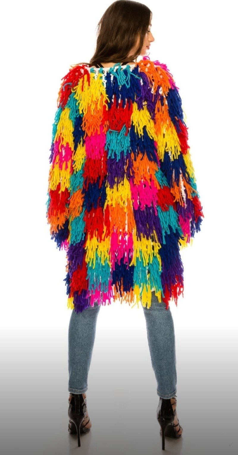 Women Chic Long Sleeves Open Front Multi Color Cardigan