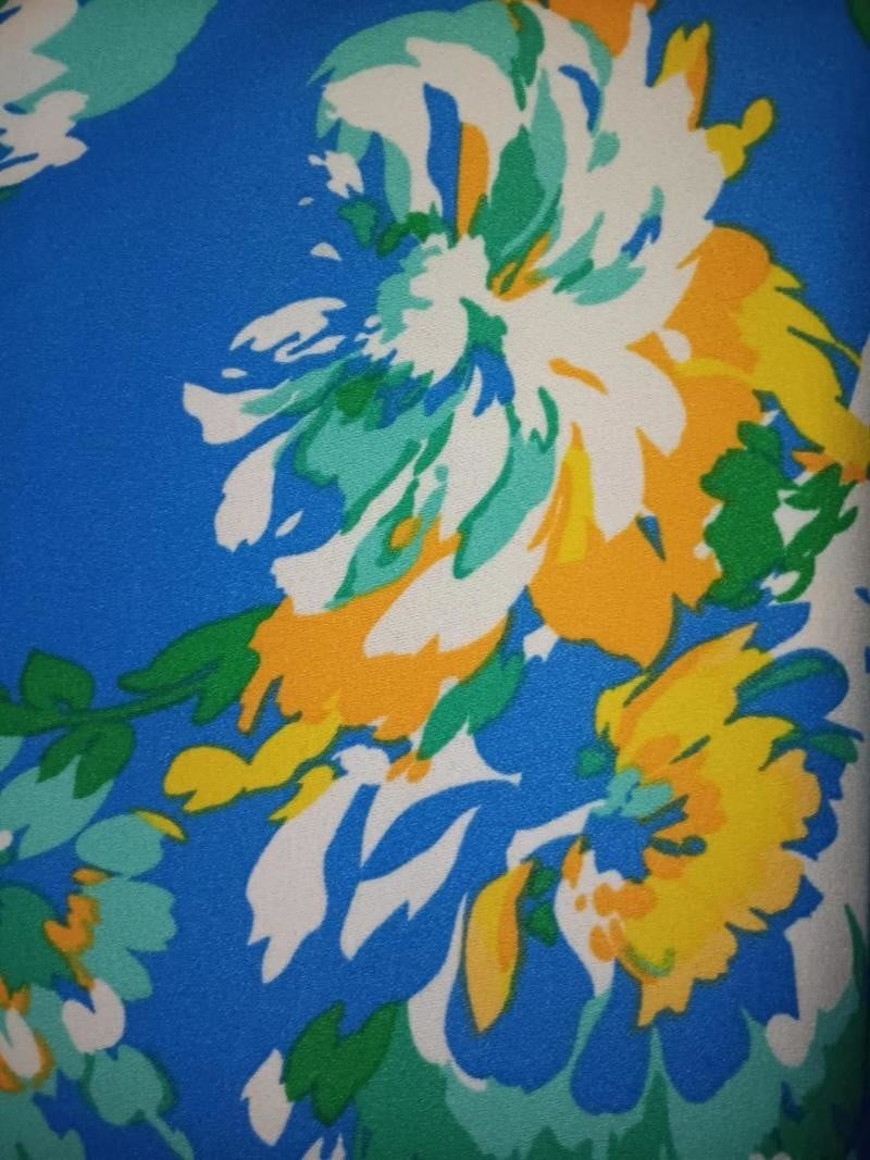 2852FL Viva Curvy Plus Size Flora Print Bow Collar Fit & Flare Midi Dress