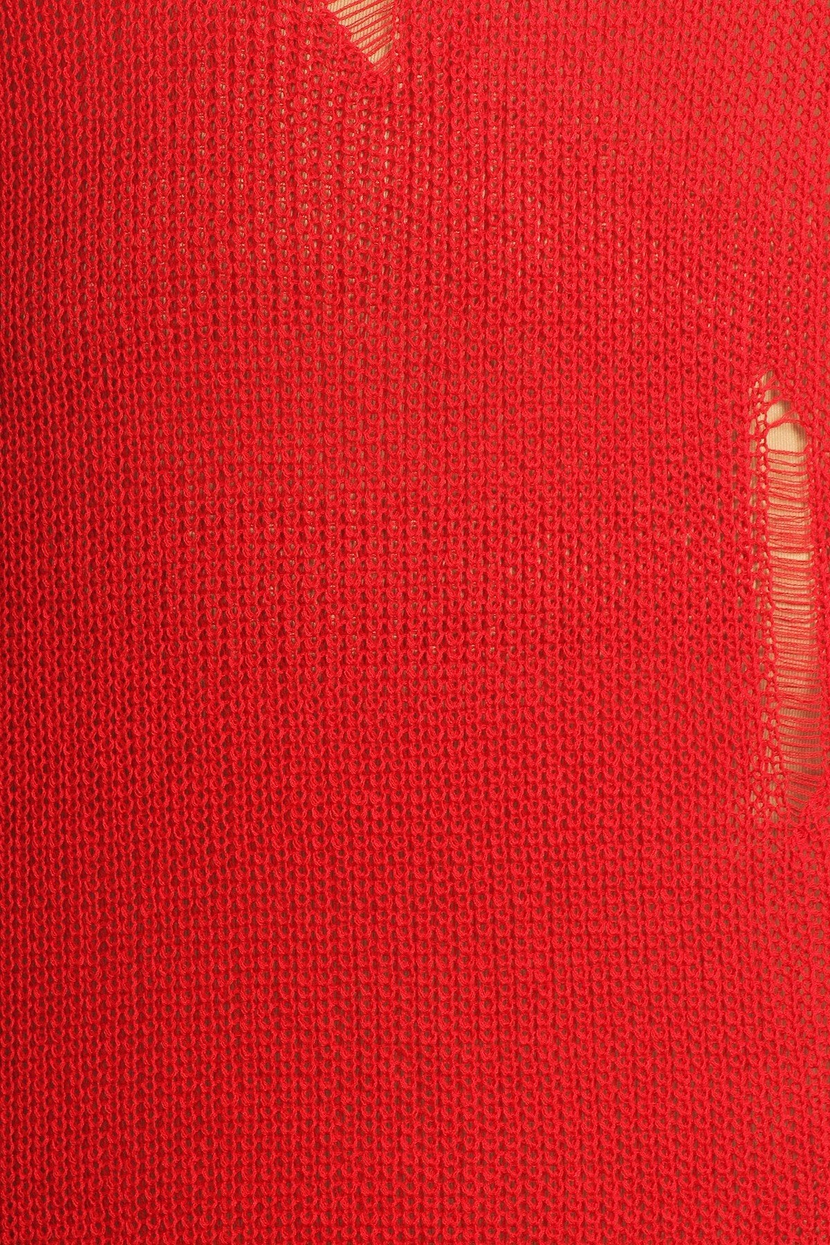 LSDB79 Plus Size Choker Neck Ripped Knit Bodycon Dress