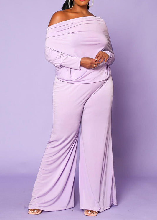 Plus Size Relaxed Fit Long Sleeves Multiple way Style Wide Leg Jumpsuit