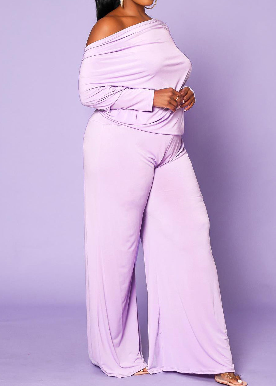 Plus Size Relaxed Fit Long Sleeves Multiple way Style Wide Leg Jumpsuit