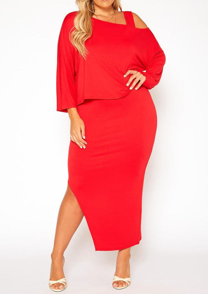 Hi Curvy Plus Size Women Shirt & Tank Midi Dress Set Made in USA