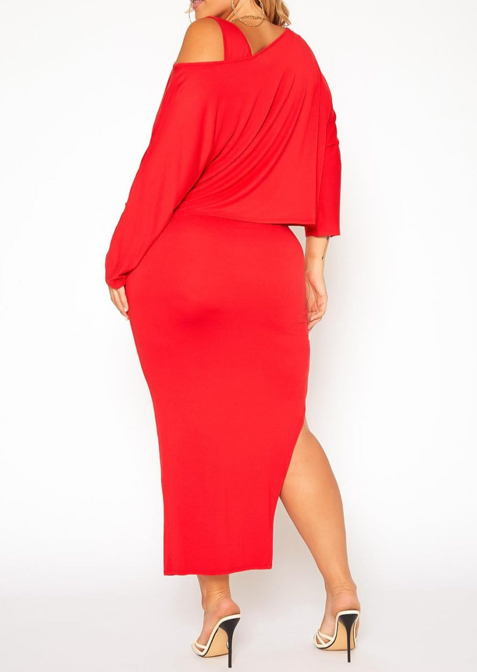 Hi Curvy Plus Size Women Shirt & Tank Midi Dress Set Made in USA