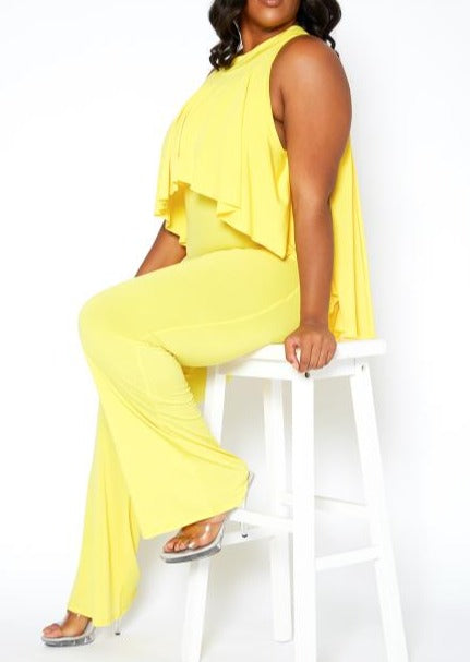 Hi Curvy Plus Size Women First Class Sleeveless Overlay Jumpsuit