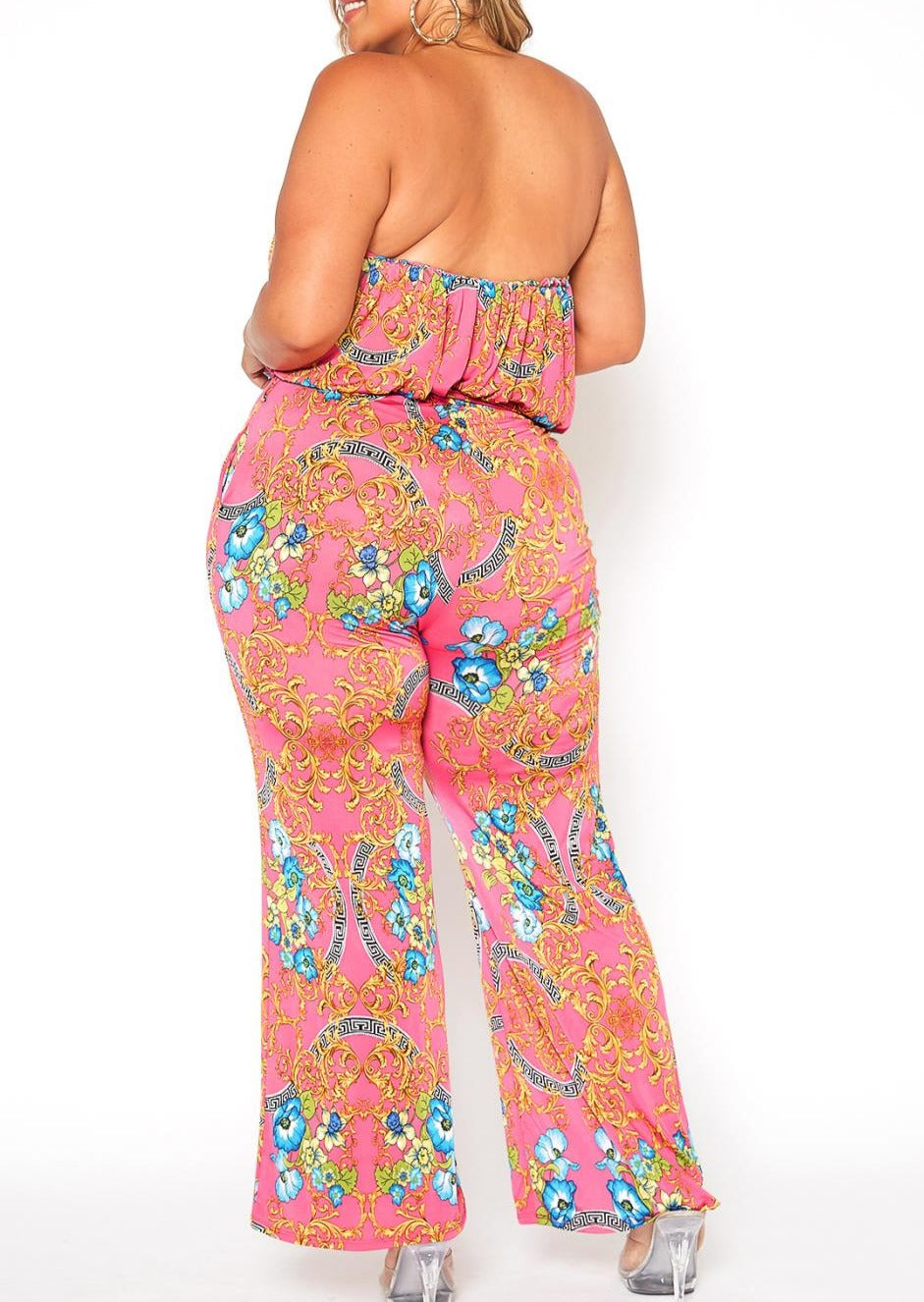 HI Curvy Plus Size Women Multi Print Tube Jumpsuit  Made In USA