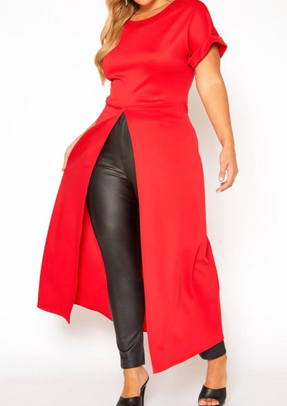 Viva CURVY Plus Size Centered Split Hem Longline Tops