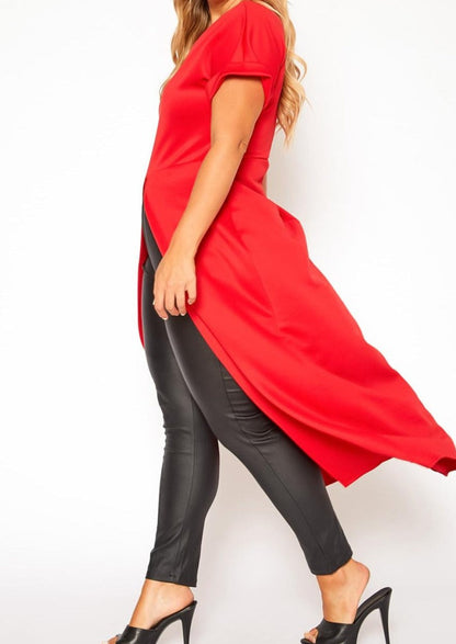 Viva CURVY Plus Size Centered Split Hem Longline Tops