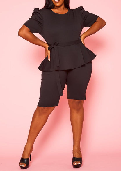 HI Curvy Plus Size Women Peplum Style Trendy Romper Made in USA