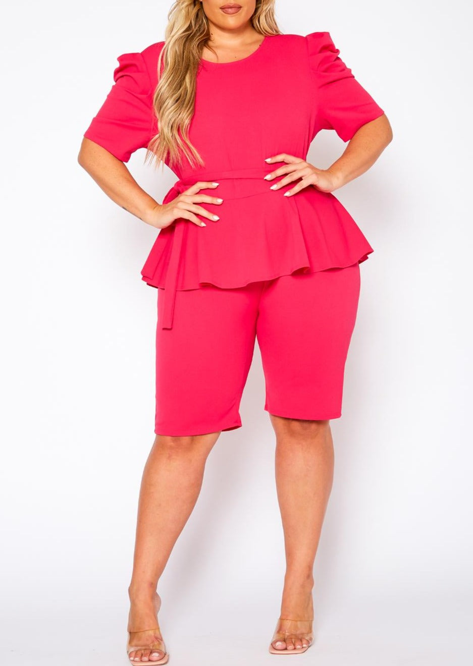 HI Curvy Plus Size Women Peplum Style Trendy Romper Made in USA