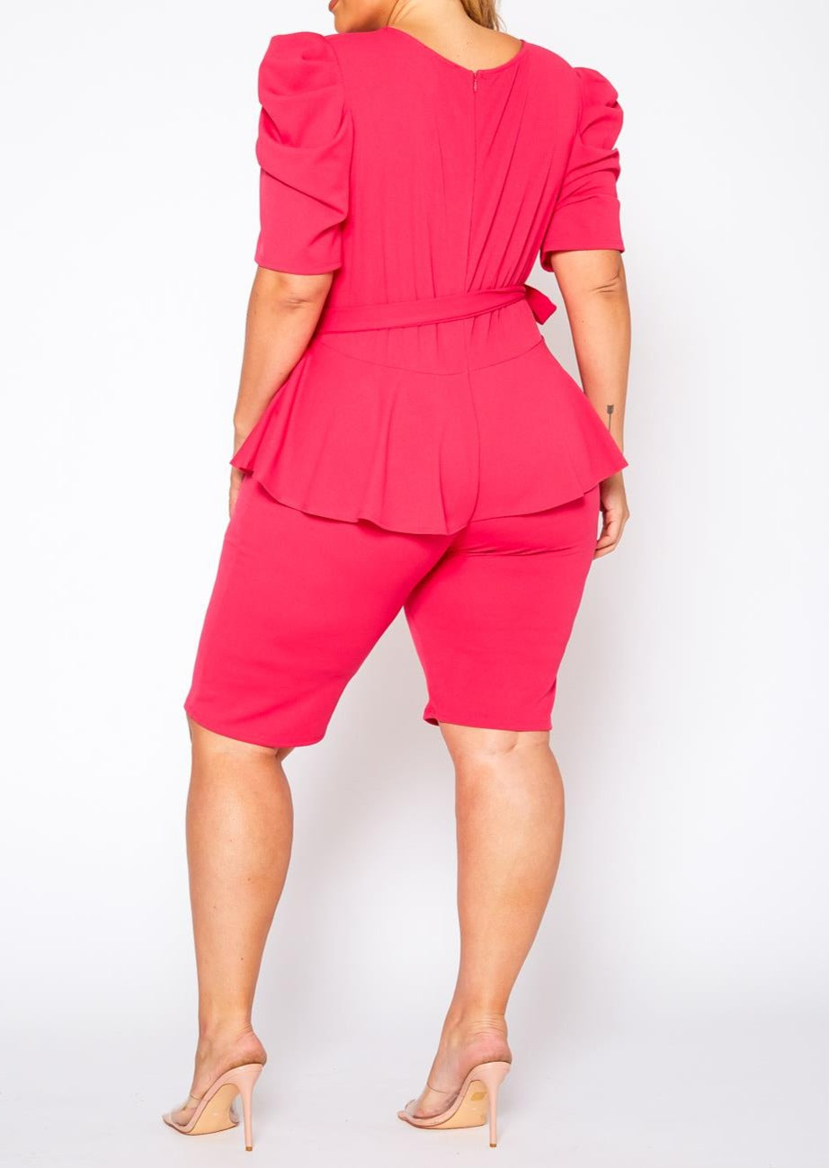 HI Curvy Plus Size Women Peplum Style Trendy Romper Made in USA