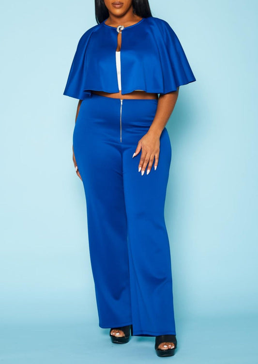 HI Curvy Plus Size Cloak & Straight Pants Set