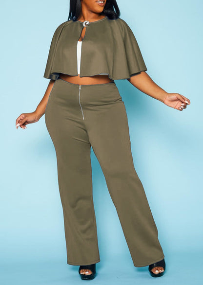 HI Curvy Plus Size Cloak & Straight Pants Set