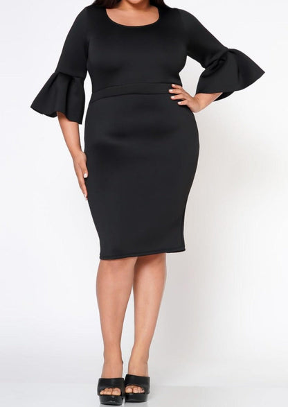 Hi Curvy Plus Size Women Form Fitting Scuba Dress