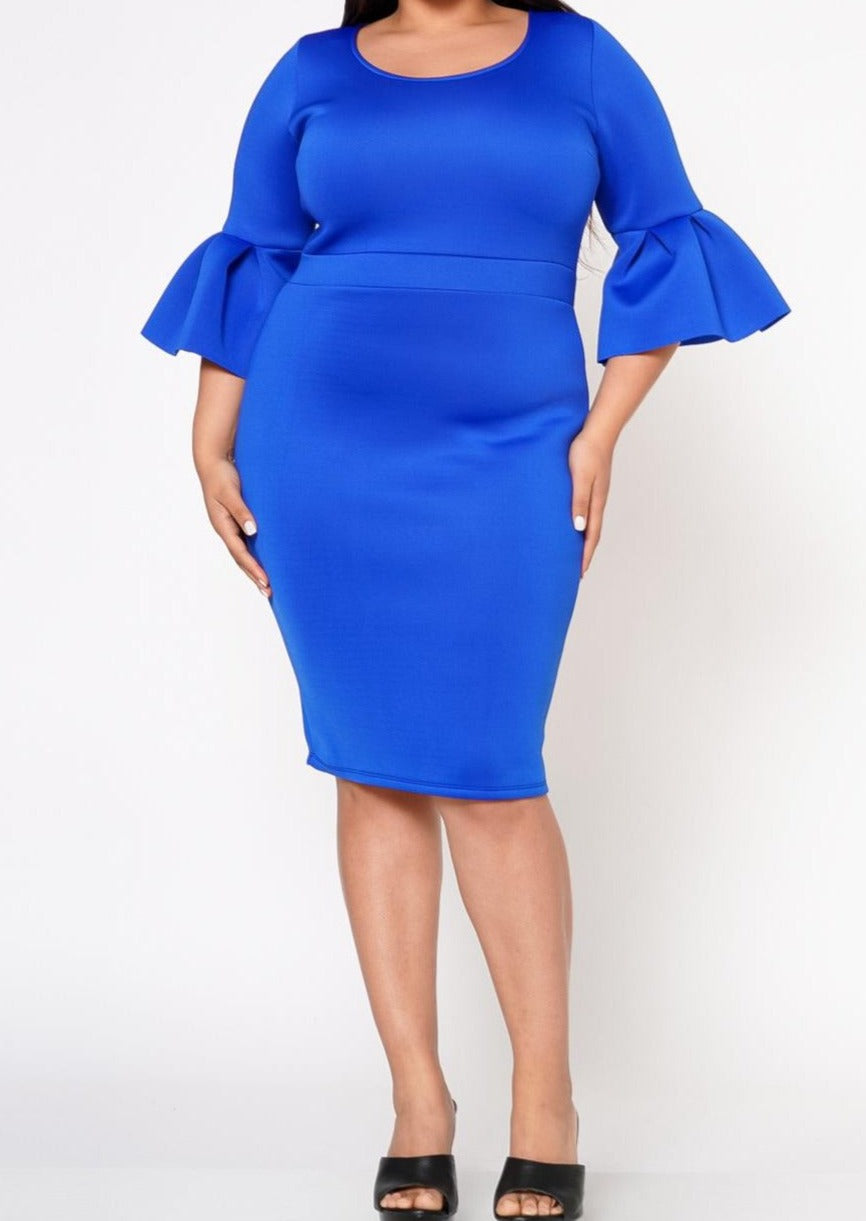 Hi Curvy Plus Size Women Form Fitting Scuba Dress