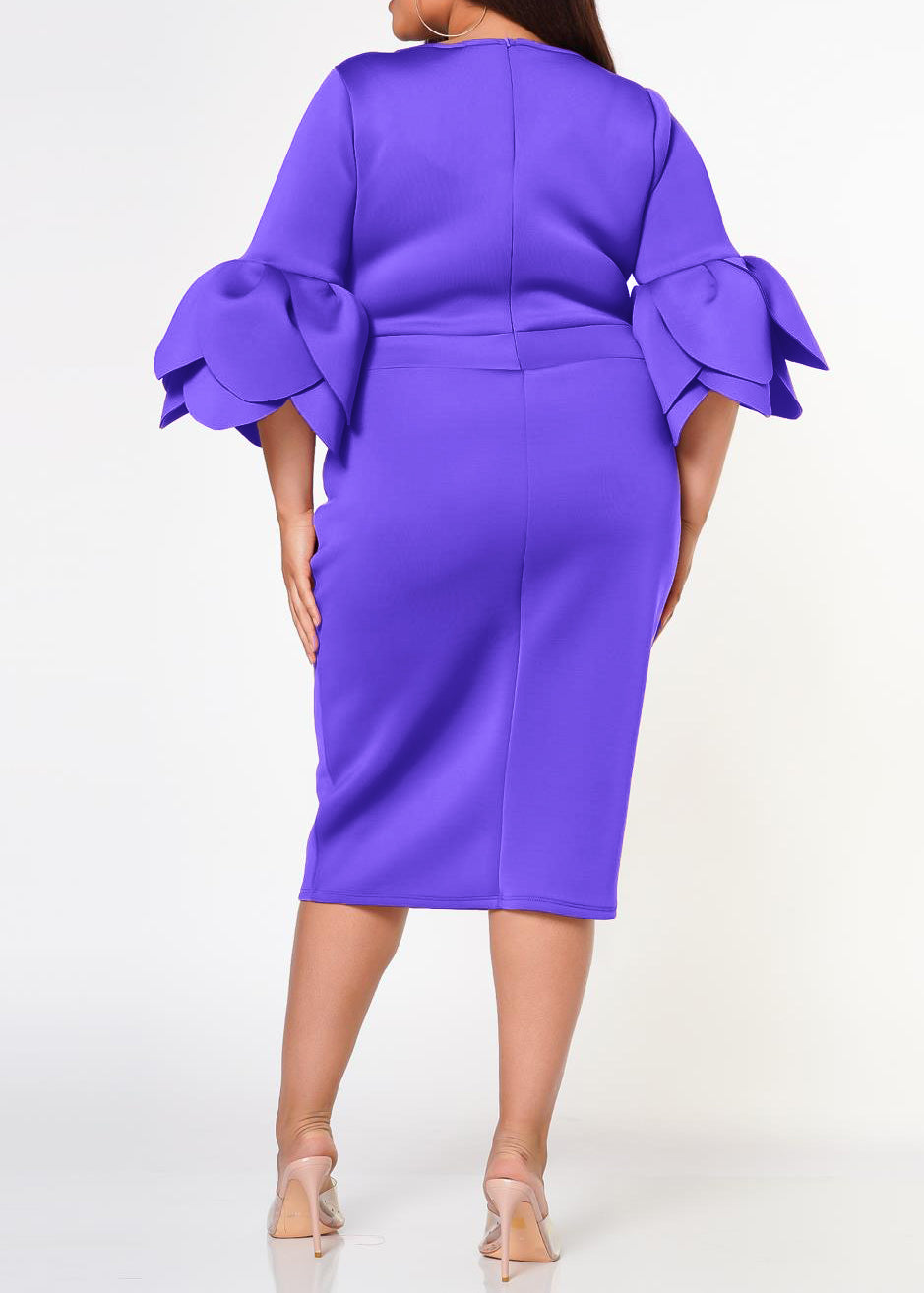 Plus Size Women Elegant Form Fitting Midi Dress