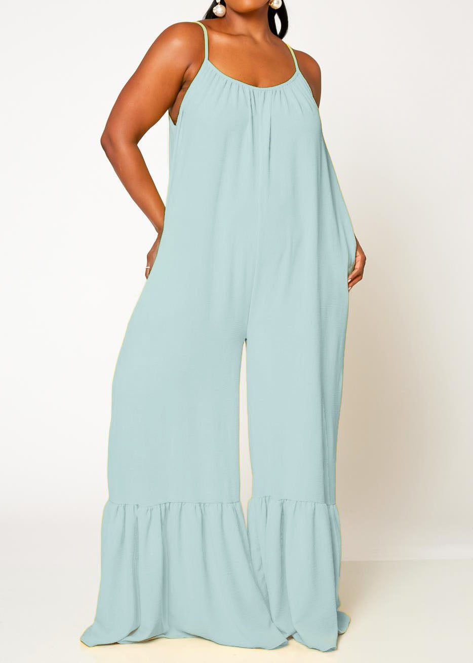 Hi Curvy Plus Size Women Wide Leg Comfy Jumpsuit Made in USA