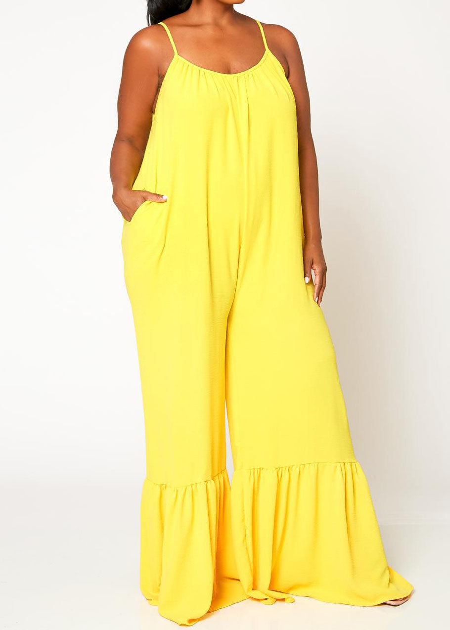 Hi Curvy Plus Size Women Wide Leg Comfy Jumpsuit Made in USA