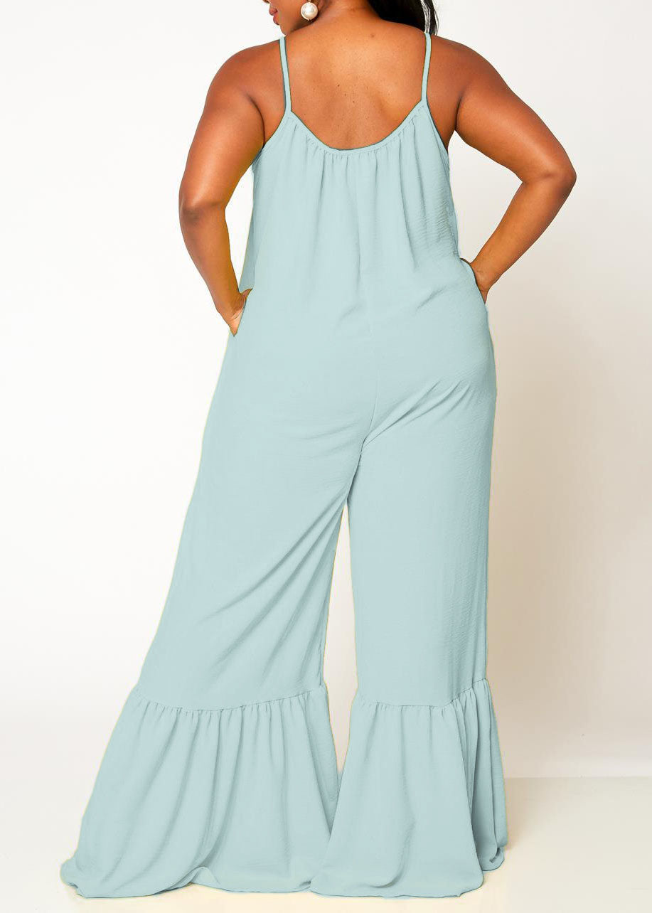 Hi Curvy Plus Size Women Wide Leg Comfy Jumpsuit Made in USA