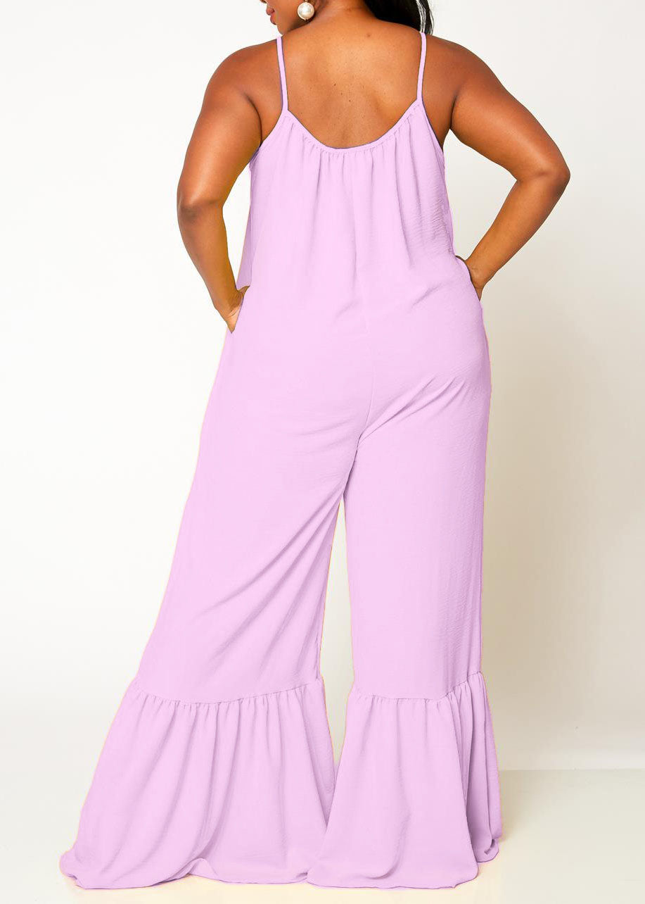 Hi Curvy Plus Size Women Wide Leg Comfy Jumpsuit Made in USA