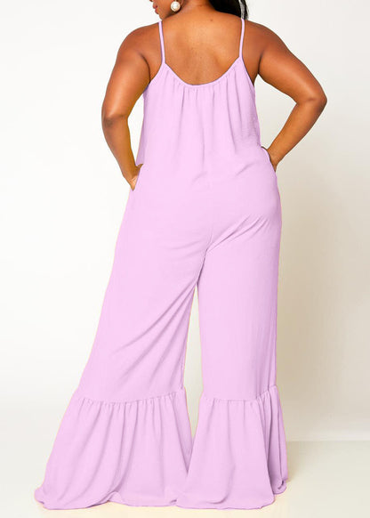 Hi Curvy Plus Size Women Wide Leg Comfy Jumpsuit Made in USA