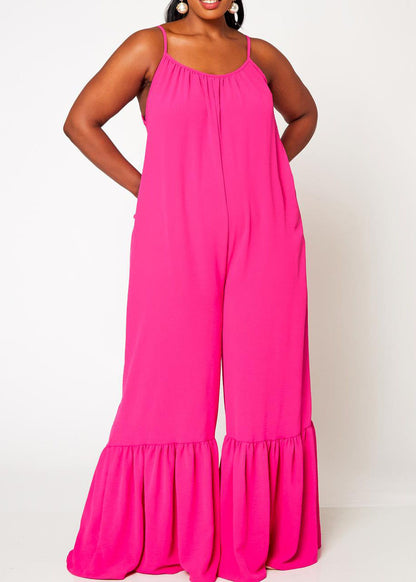 Hi Curvy Plus Size Women Wide Leg Comfy Jumpsuit Made in USA