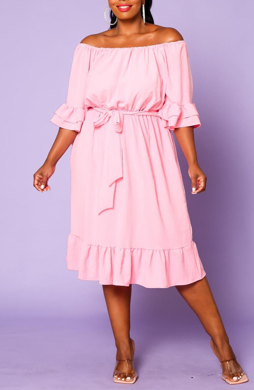 Plus Size Off the Shoulder Fit and Flare Dress