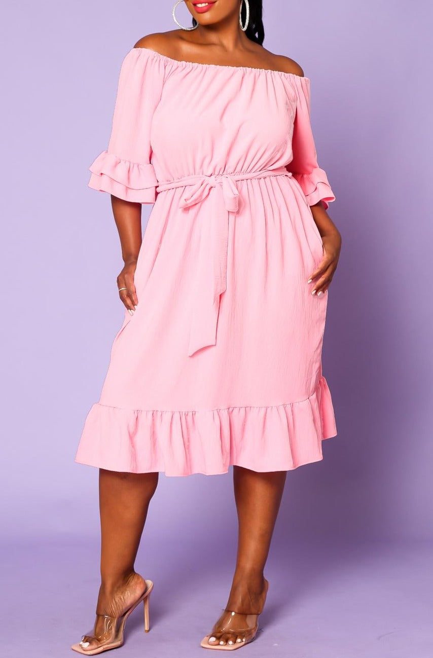 Plus Size Off the Shoulder Fit and Flare Dress