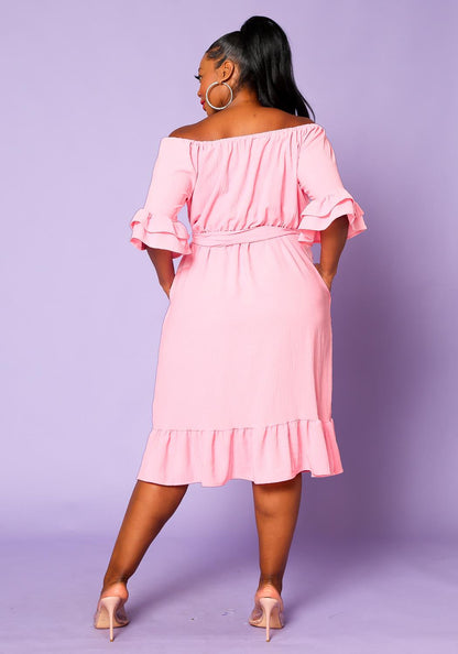 Plus Size Off the Shoulder Fit and Flare Dress