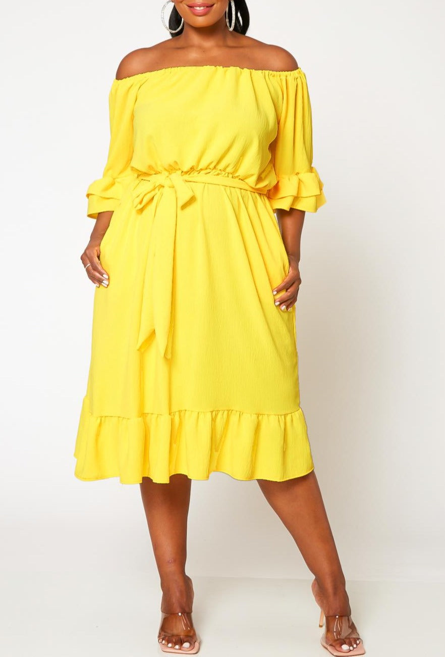 Plus Size Off the Shoulder Fit and Flare Dress