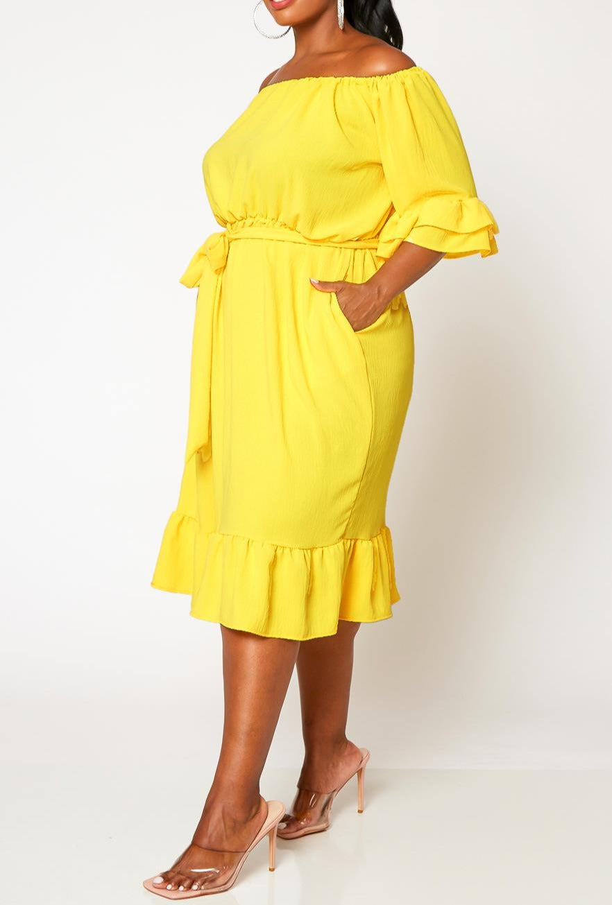 Plus Size Off the Shoulder Fit and Flare Dress