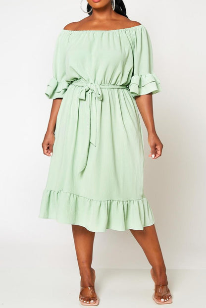 Plus Size Off the Shoulder Fit and Flare Dress