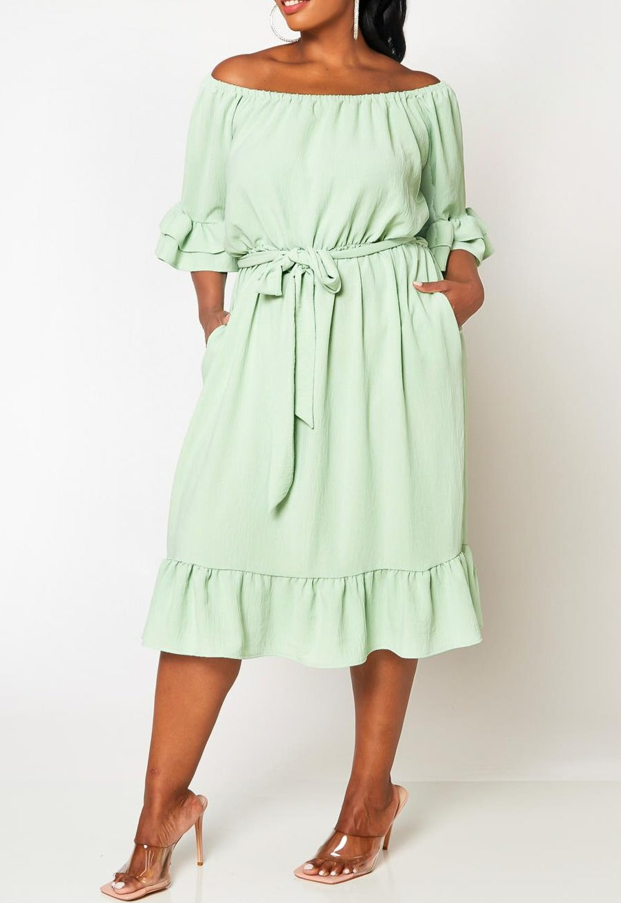 Plus Size Off the Shoulder Fit and Flare Dress