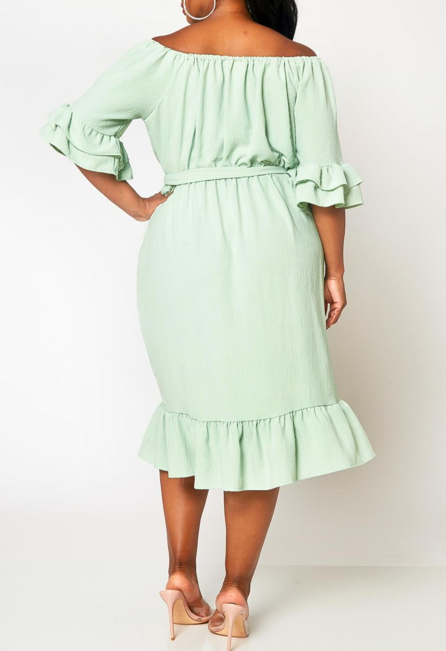 Plus Size Off the Shoulder Fit and Flare Dress