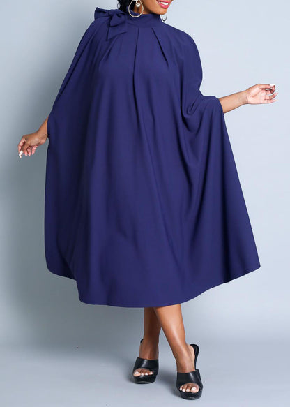 HI Curvy Plus Size Women Mock Neck Cape Midi Dress Made in USA