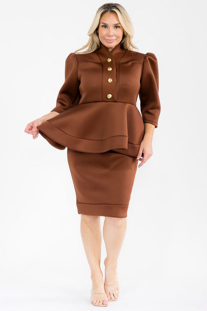 3033 BUTTON COLLAR PLUS DRESS