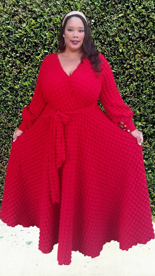 1050PC MAXI FLOWY POPCORN FABRIC W/BELT AND CUFFS