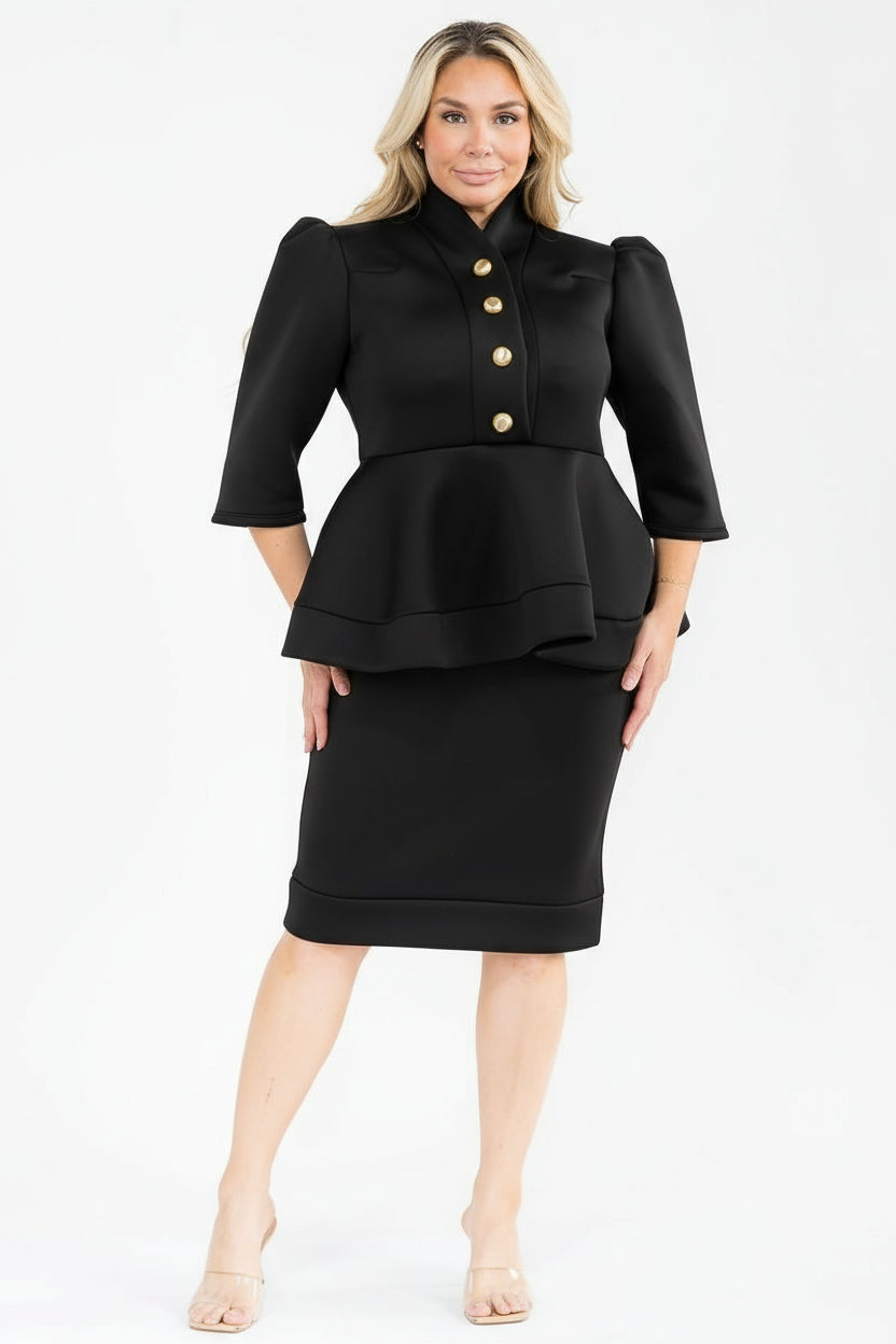 3033 BUTTON COLLAR PLUS DRESS