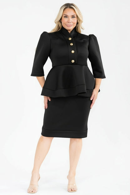 3033 BUTTON COLLAR PLUS DRESS