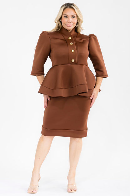 3033 BUTTON COLLAR PLUS DRESS