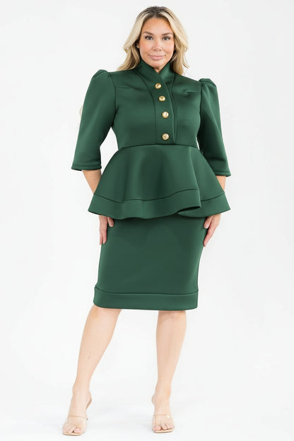 3033 BUTTON COLLAR PLUS DRESS